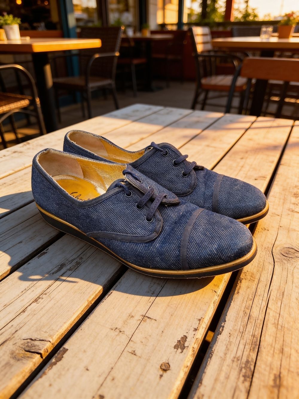 Salvatore Ferragamo Vintage denim oxford shoes | Made In Italy Women's Size 5